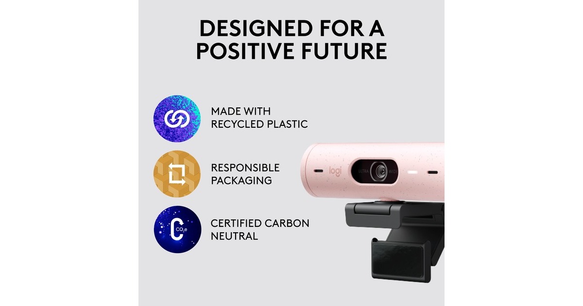 LogitechBrio 500 Full HD Webcam  (Roze/zwart, 1080p/30fps, 720p/60fps)
