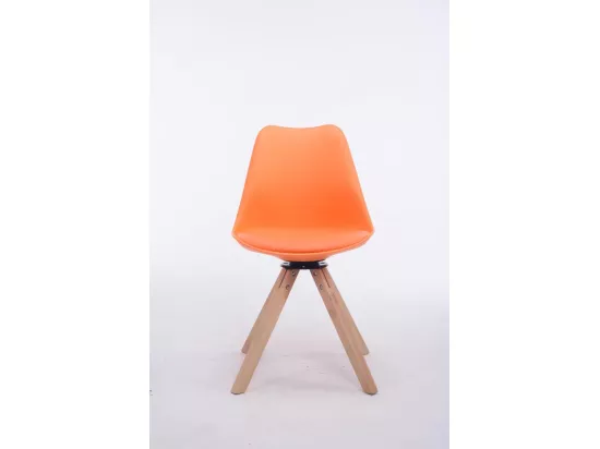 Chaise de bureau - Similicuir & Bois - Orange - Troyes
