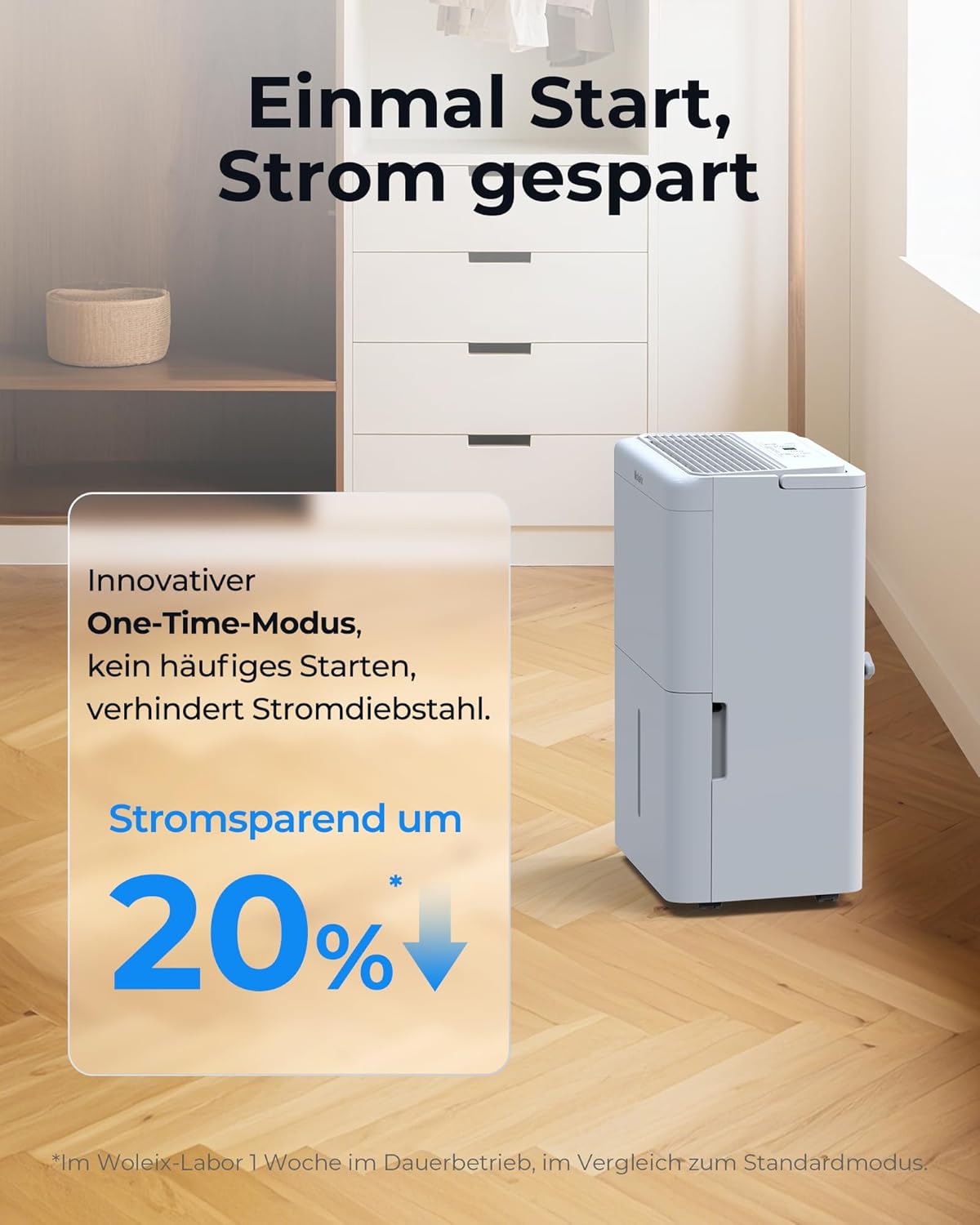 Luftentfeuchter elektrisch 20L, Entfeuchter elektrisch für Keller, Raumentfeuchter elektrisch 39dB für Räume bis zu 150m³/50m², mit 1M Ablaufschlauch und Timer, Filter, 10 J. Gar.