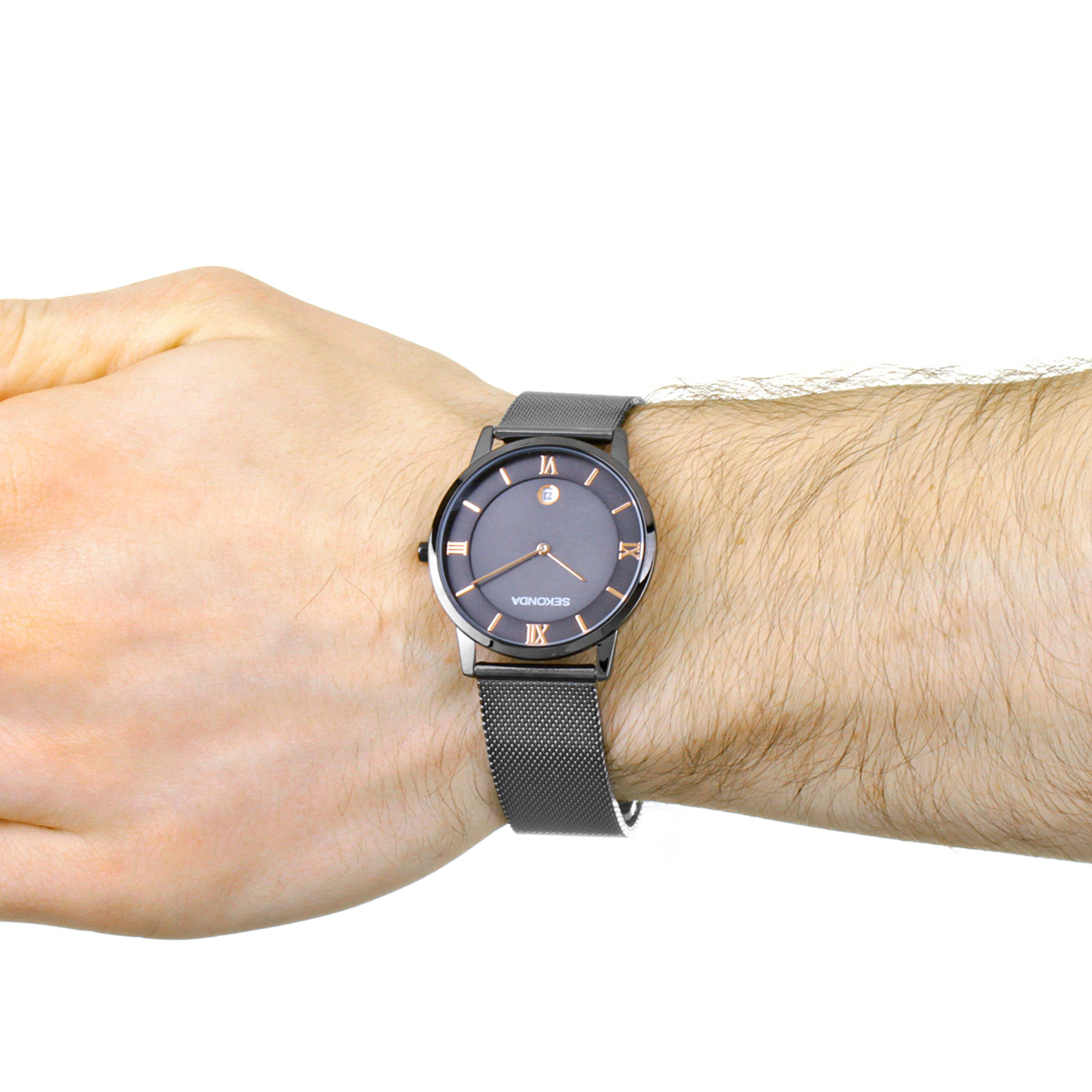 Sekonda Carter 38mm Grey Watch Round Case Dark Grey Dial