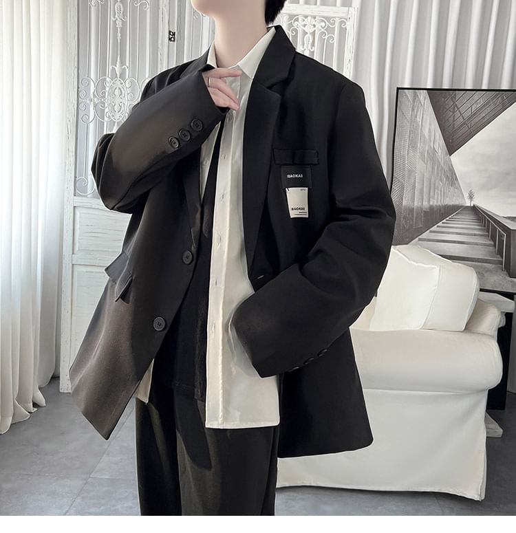WidoWilder - Blazer met reverskraag en applicatie en één rij knopen