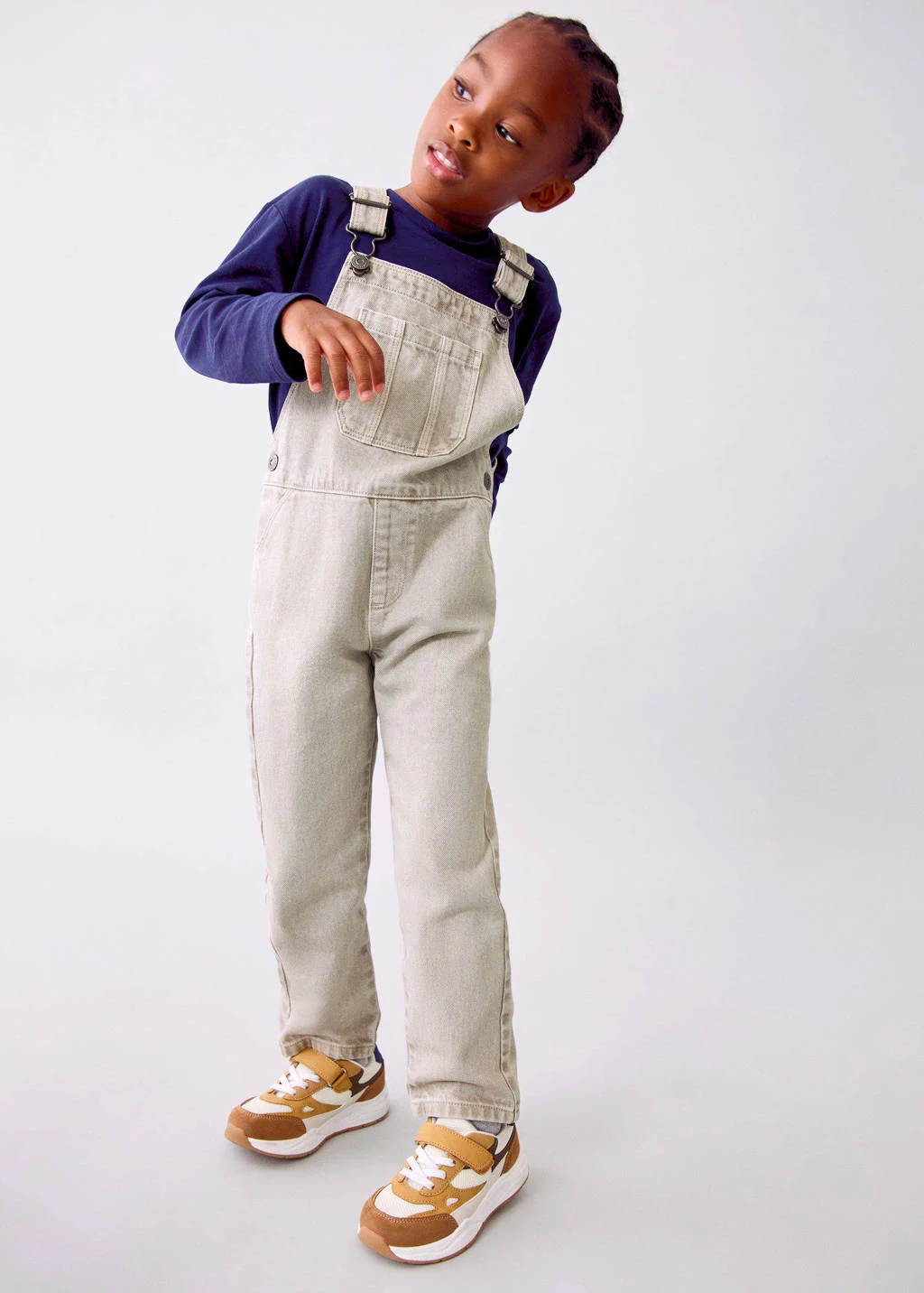 Mango Kids tuinbroek grijs