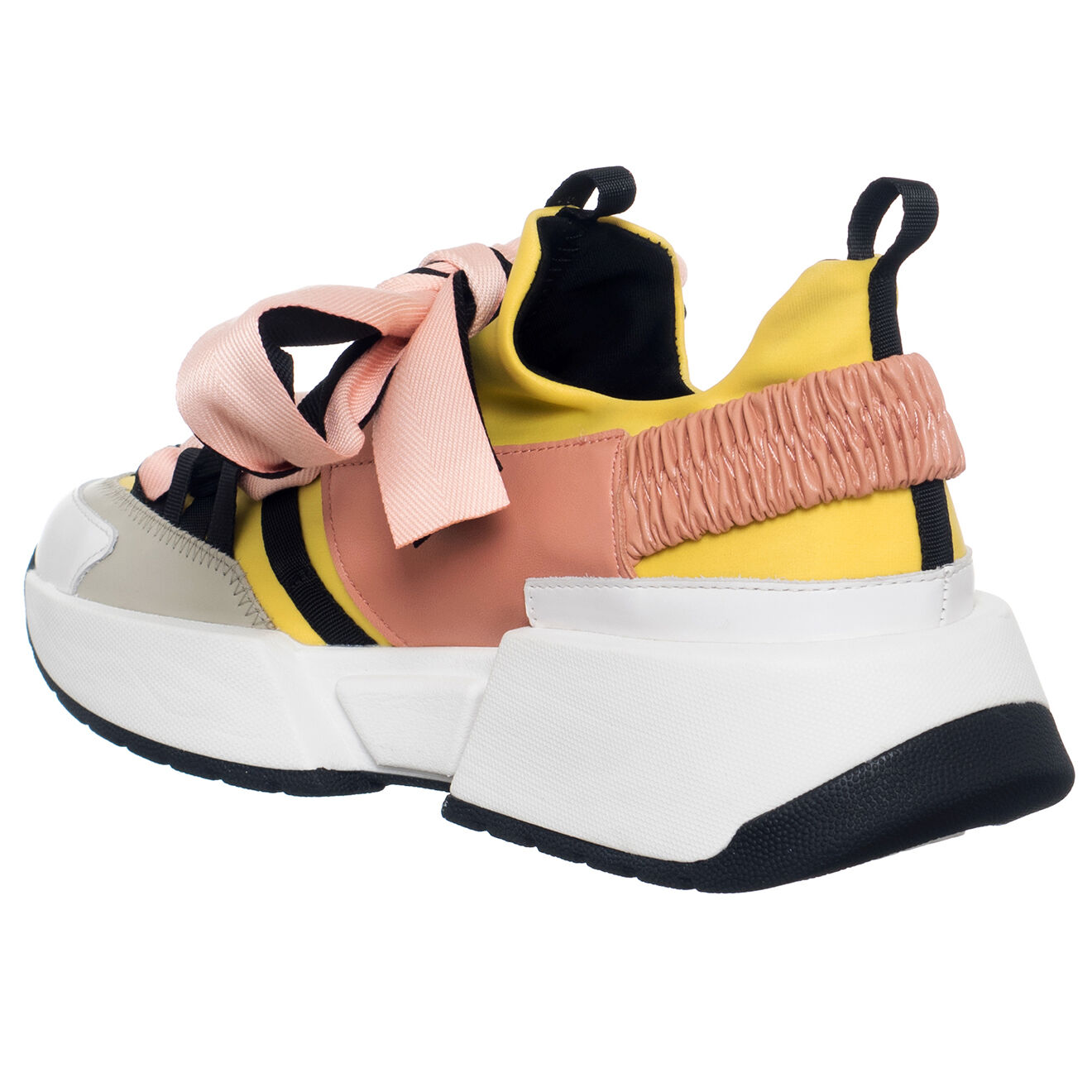 Loretta Pettinari Baskets en Cuir Berlin rose/jaune/ocre - Talon 5 cm
