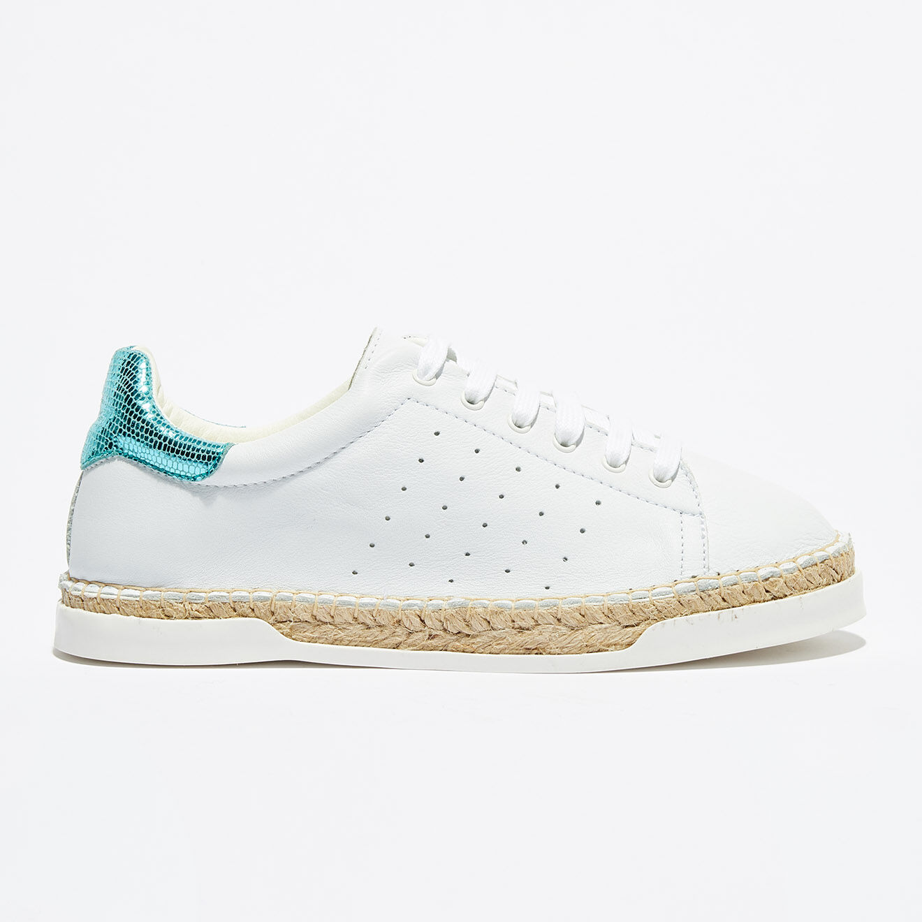 Canal Saint Martin Baskets espadrilles en Cuir Lancry Roma blanc/bleu acqua