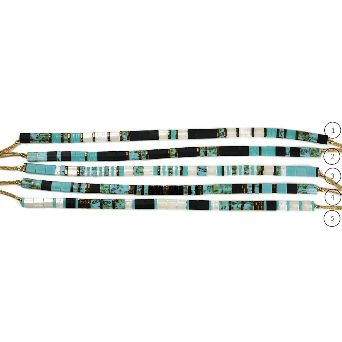 Bracelet Claire BERTEAU Aqua Perles plates en verre 3