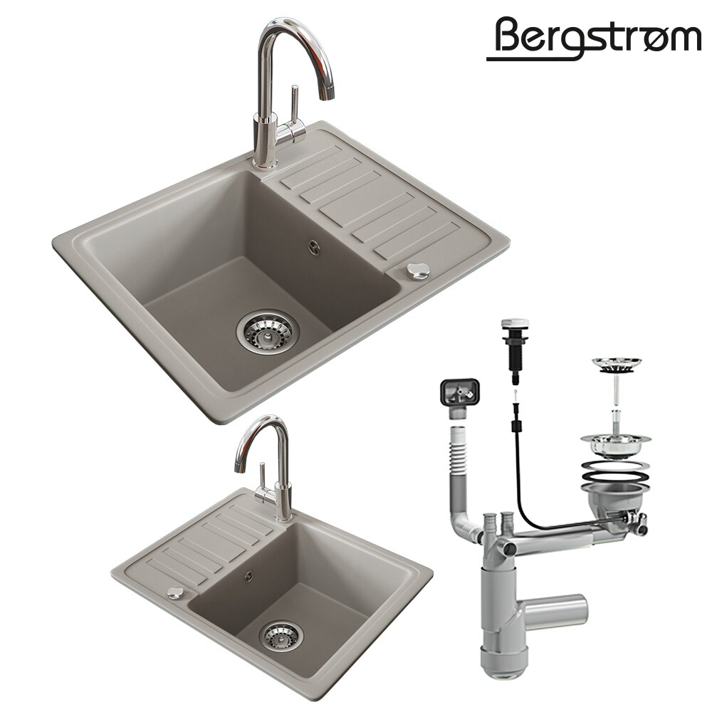 Granit Spüle Küchenspüle Einbauspüle Spülbecken+Drehexcenter+Siphon Beige