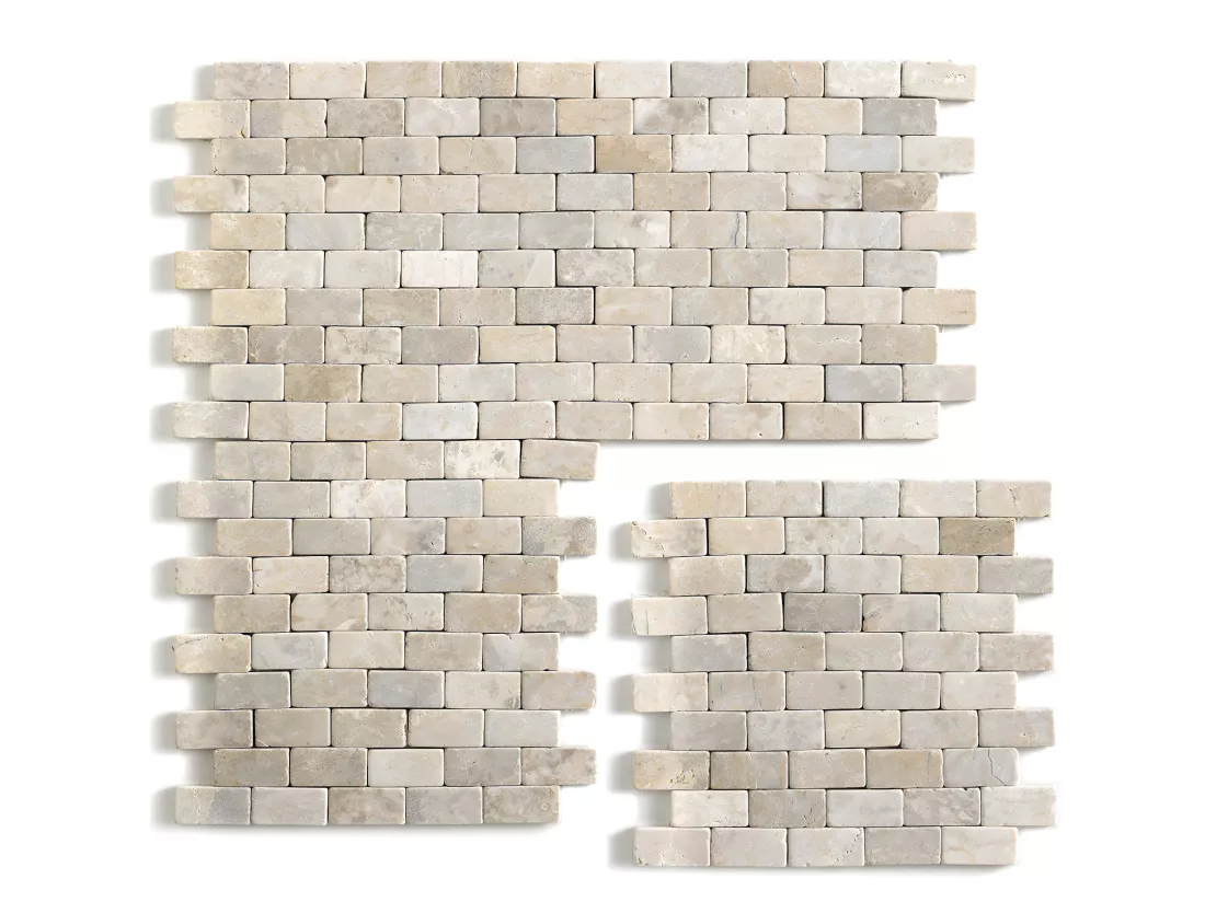 Carrelage de mosaïque (Boite de 1m²) / Plaque mosaïque mur et sol en marbre naturel coloris beige mat - 30 x 30 cm