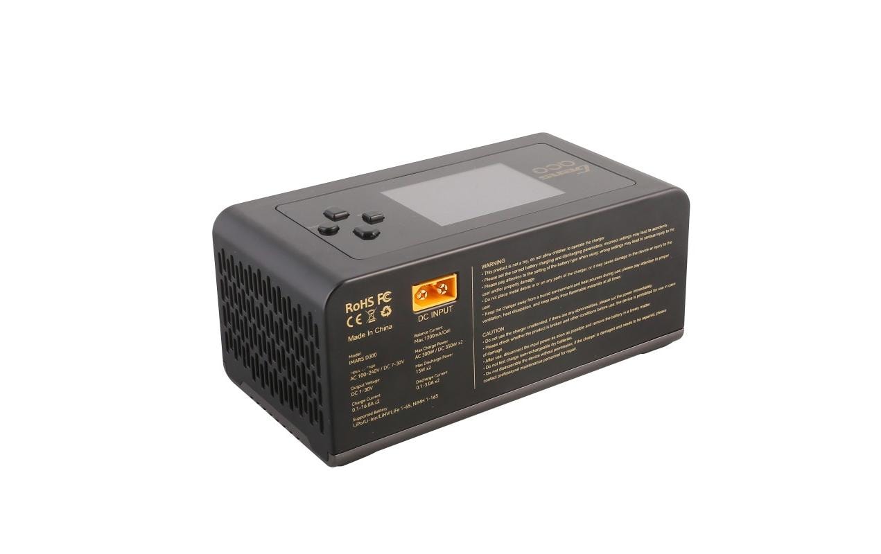 Dual-Ladegerät IMARS D300 AC/DC 1-6S, G-Tech, Schwarz<br>Universelles Modellbau-Ladegerät mit zwei Ausgängen für LiPo, LiHV, LiFE und NIMH Akkus