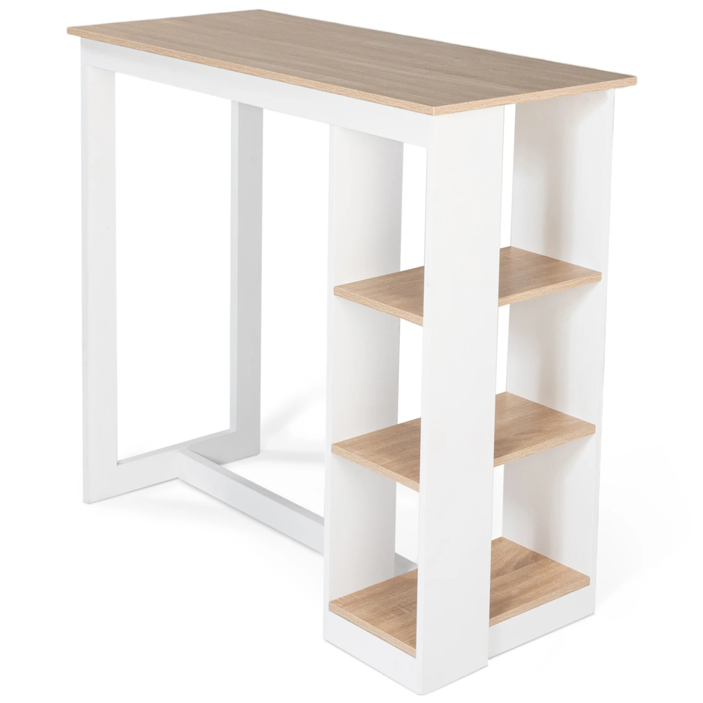 Table de bar BARTH 2 à 4 personnes ajourée bois blanc et plateau façon hêtre