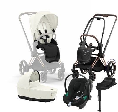 Cybex e-Priam Duovogn inkl. Aton B2 & Base, Off White/Rose Gold
