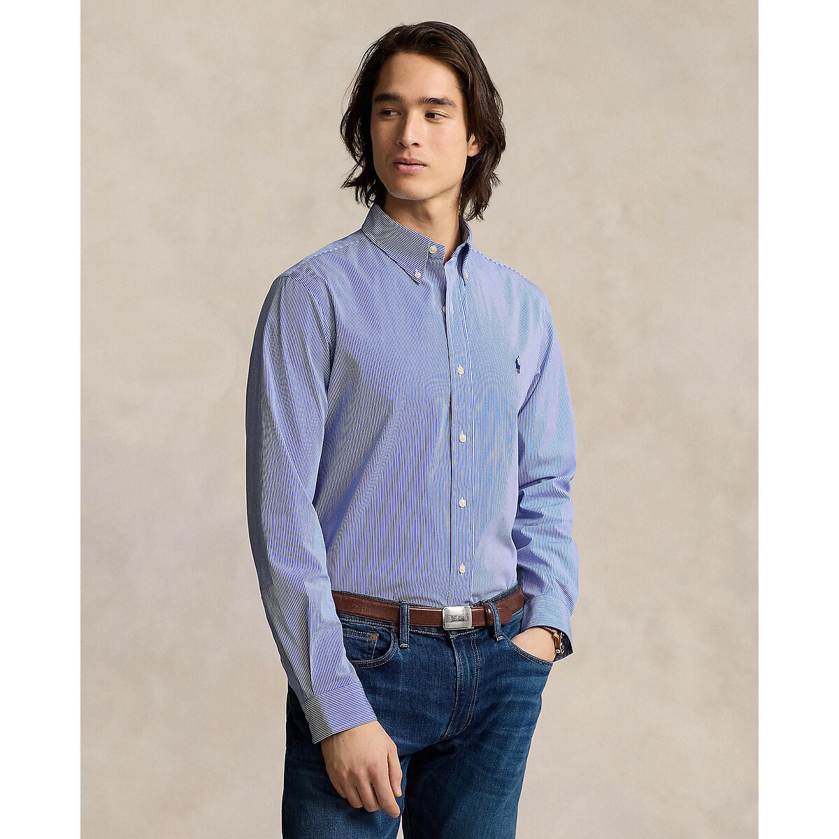 POLO RALPH LAUREN<br>Camisa ajustada em popeline elástica