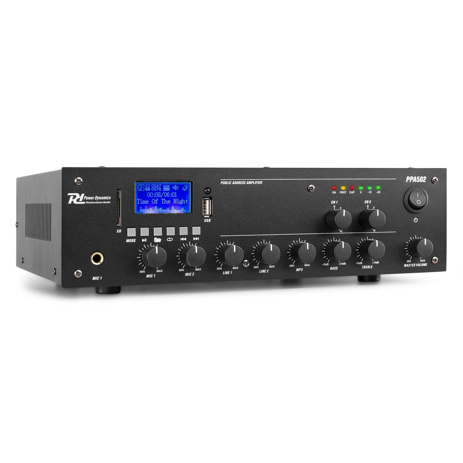 Power Dynamics PPA502 100V/70V & 4/8 Ohm 2-kanaals versterker - 50 Watt
