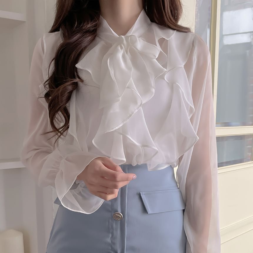 MELLO - Blouse met lange mouwen en ruches