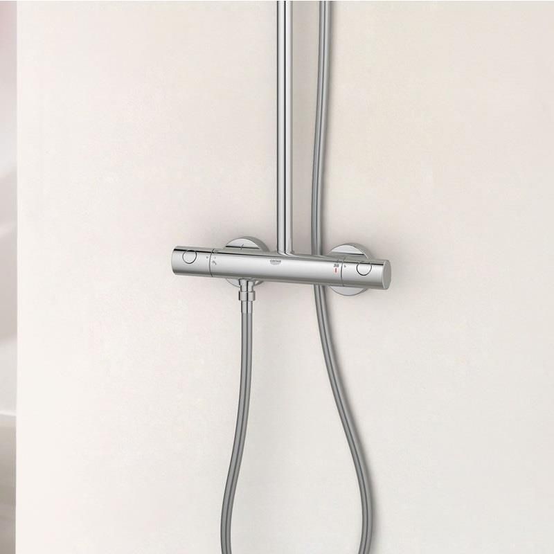 Grohe Tempesta Cosmopolitan douchesysteem m. douchekraan thermostatisch m. aquadimmer m. Euphoria Cosmo hoofddouche 160mm Rain m. New Temp. Cosmo II handd chroom