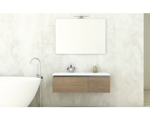 Badkamermeubel, model Avril, afmetingen (B x H x D): 100 x 30 x 45 cm, frontkleur: natuurlijke eikenhouten look, houtdecor