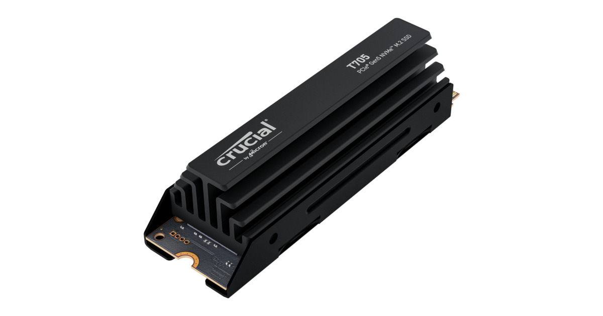 CrucialT705 1 TB SSD  (Zwart, PCIe 5.0 x4, NVMe 2.0, M.2 2280, Incl. heatsink)
