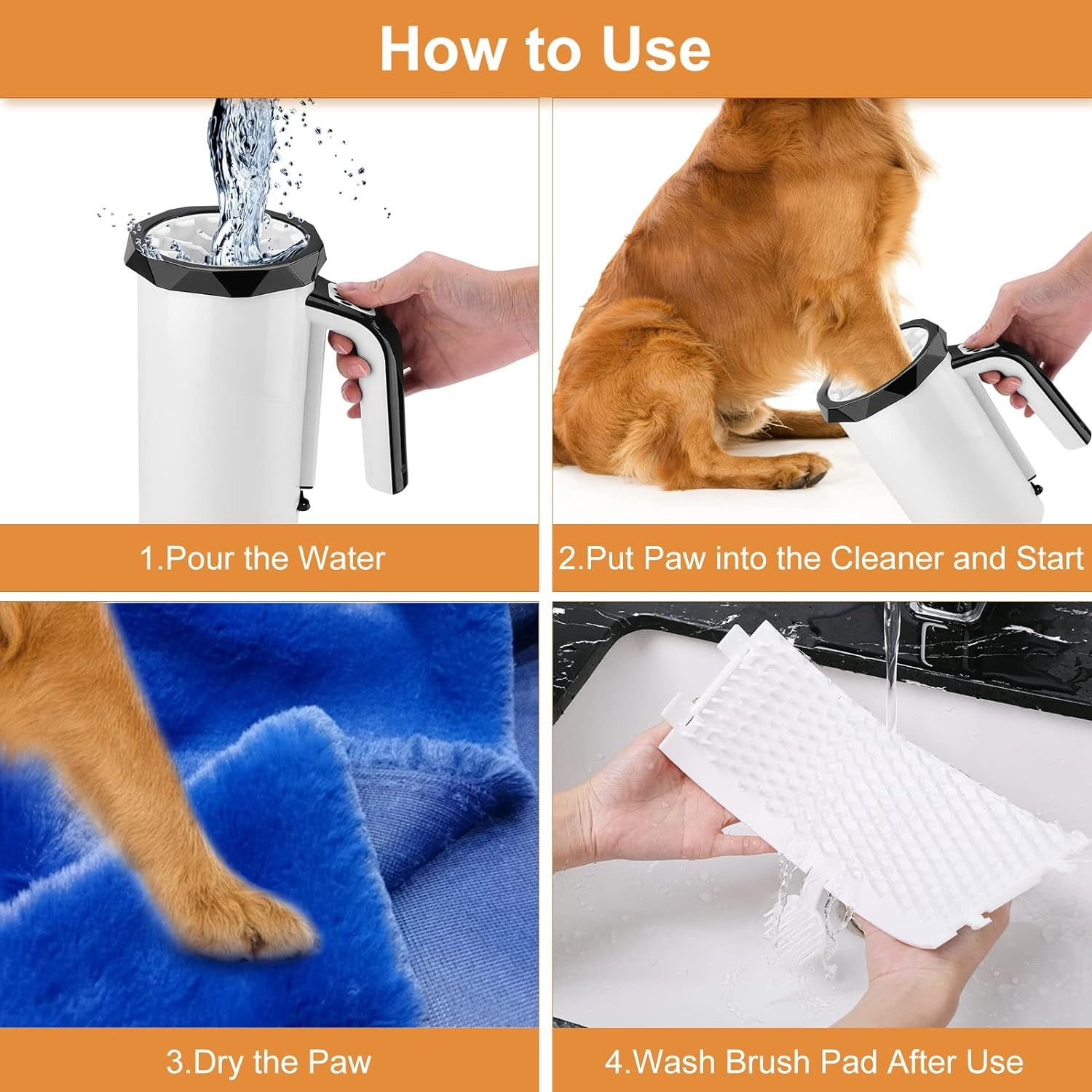 Automatischer USB Pfoten Reiniger Haustier Pflege Bürste Reinigungsbecher für Hunde