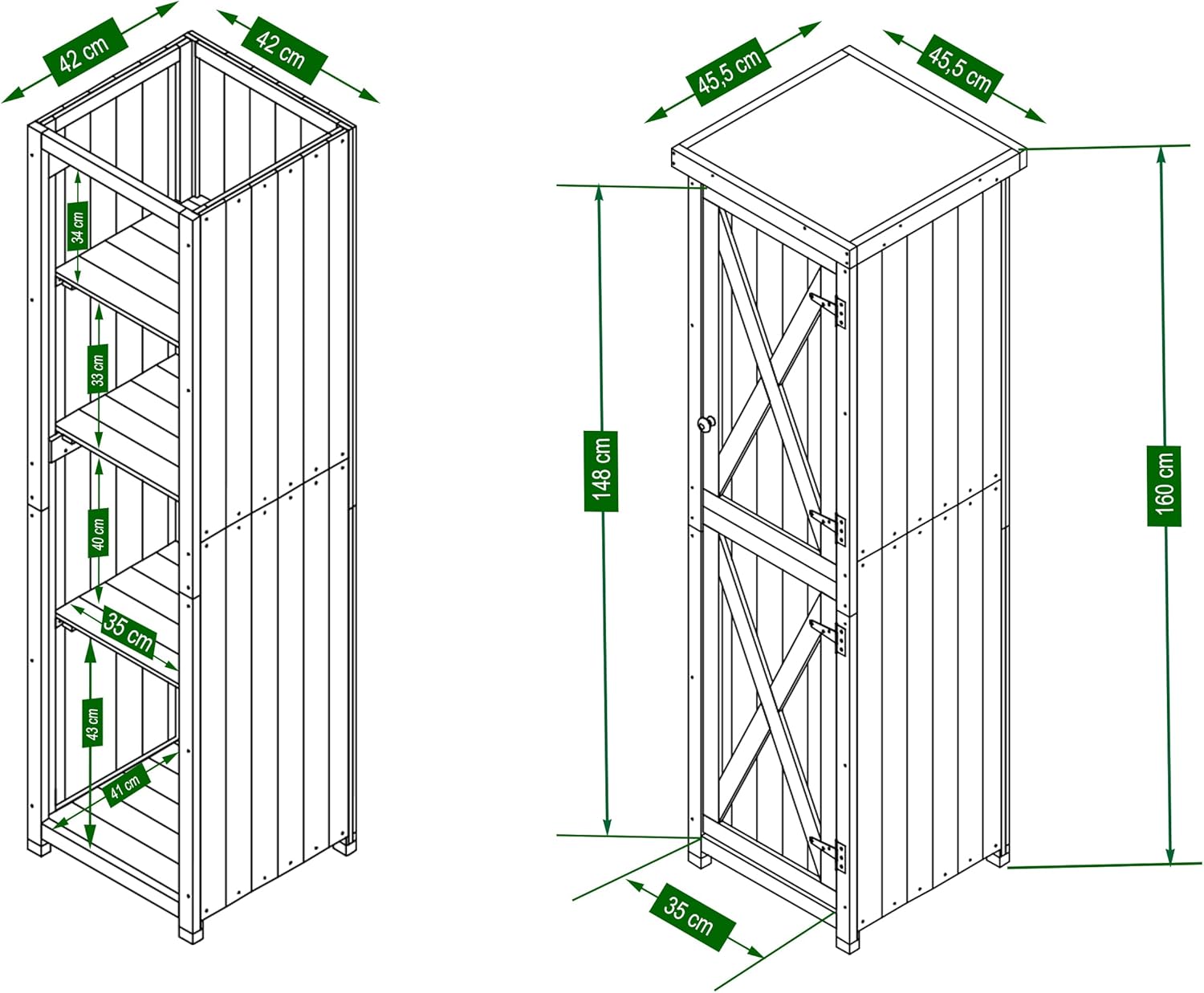 HABAU Gartenschrank, wetterfest in Grau lasiert, aus zertifiziertem Massivholz, ideal für Garten, Balkon und Terrasse (Ben)