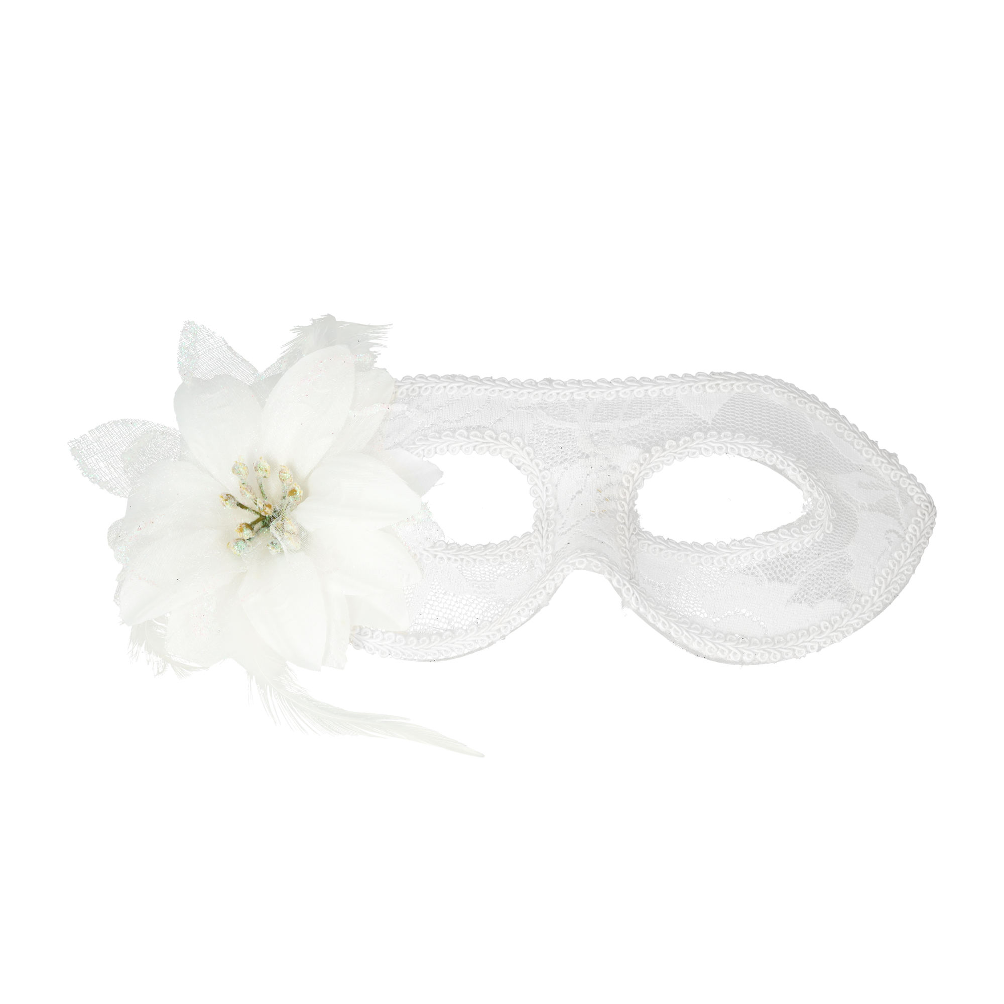 Venezianische Maske Fasnachts Halbmaske Kostüm Zubehör Motto Party Accessoire Halloween Foto Requisite mit Spitzenbordüre   Blume - Weiss