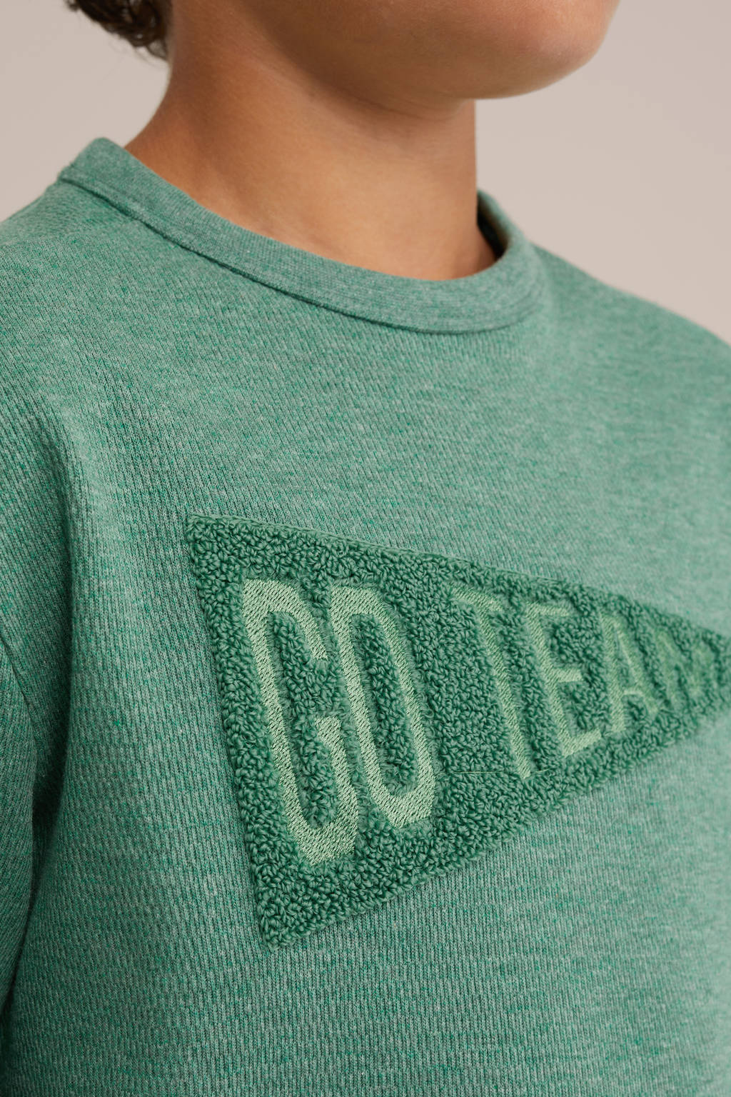 Puber truisweater met printopdruk groen