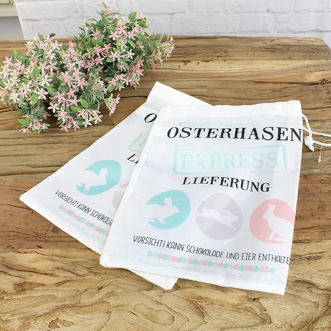 (22x30cm) Osternest Beutel Candy Gift Bag Osterhasen Tasche mit Kordelzug - Osterhasen Express