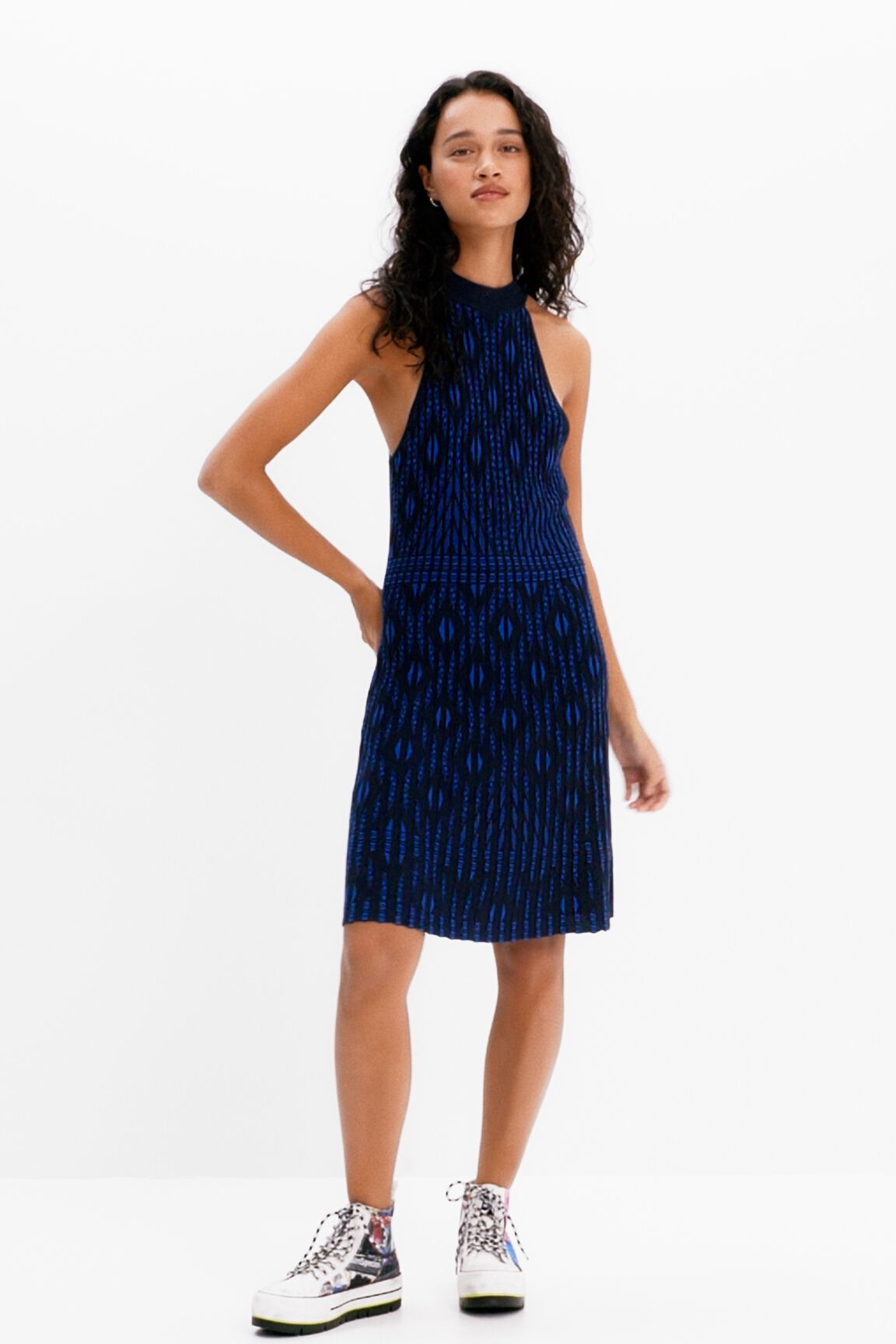 Robe courte maille géométrique
