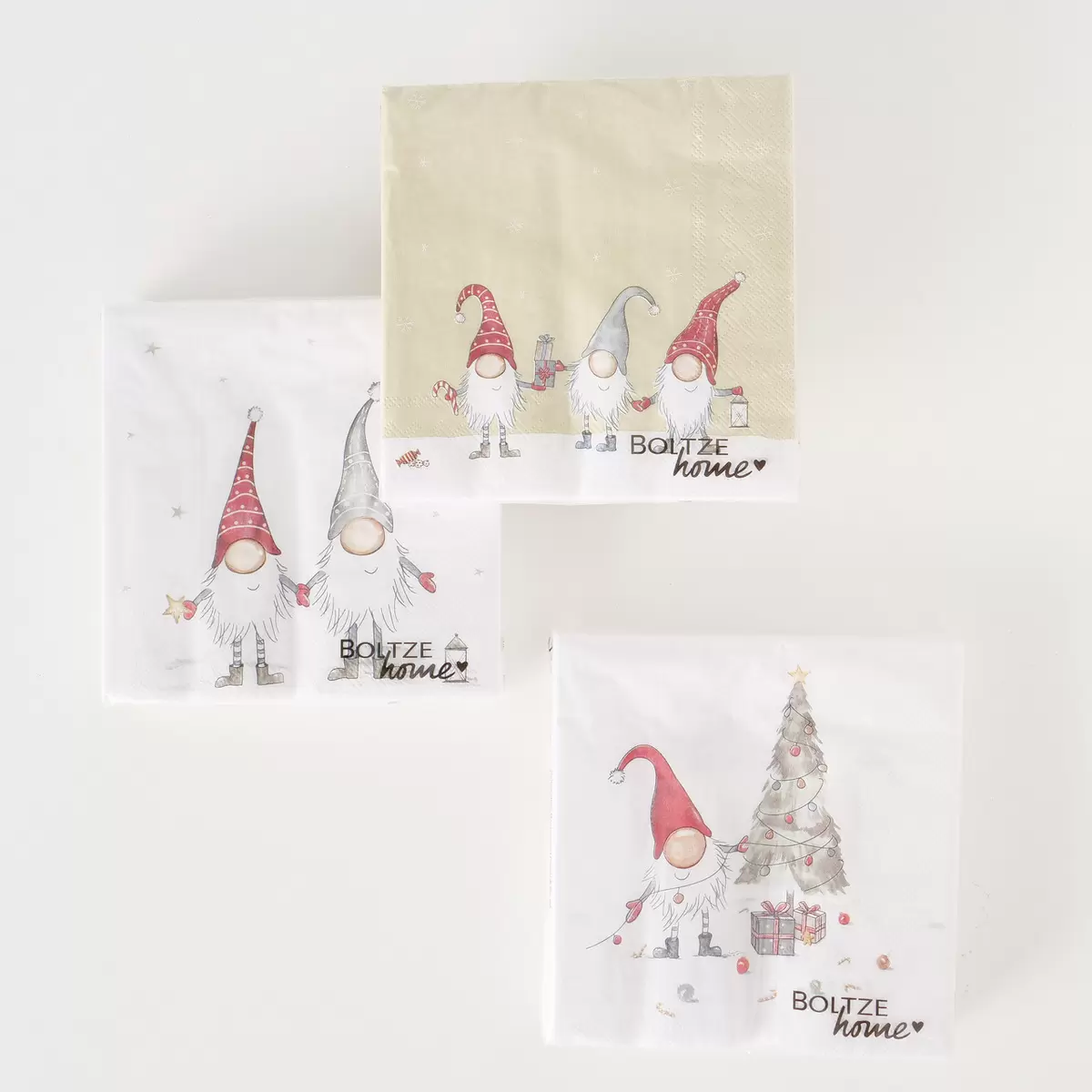 Serviette Weihnachten Snorre beige,weiss