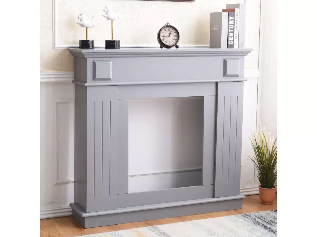 Cadre Décorative Cheminée Décoration Mdf Gris 100x109x26