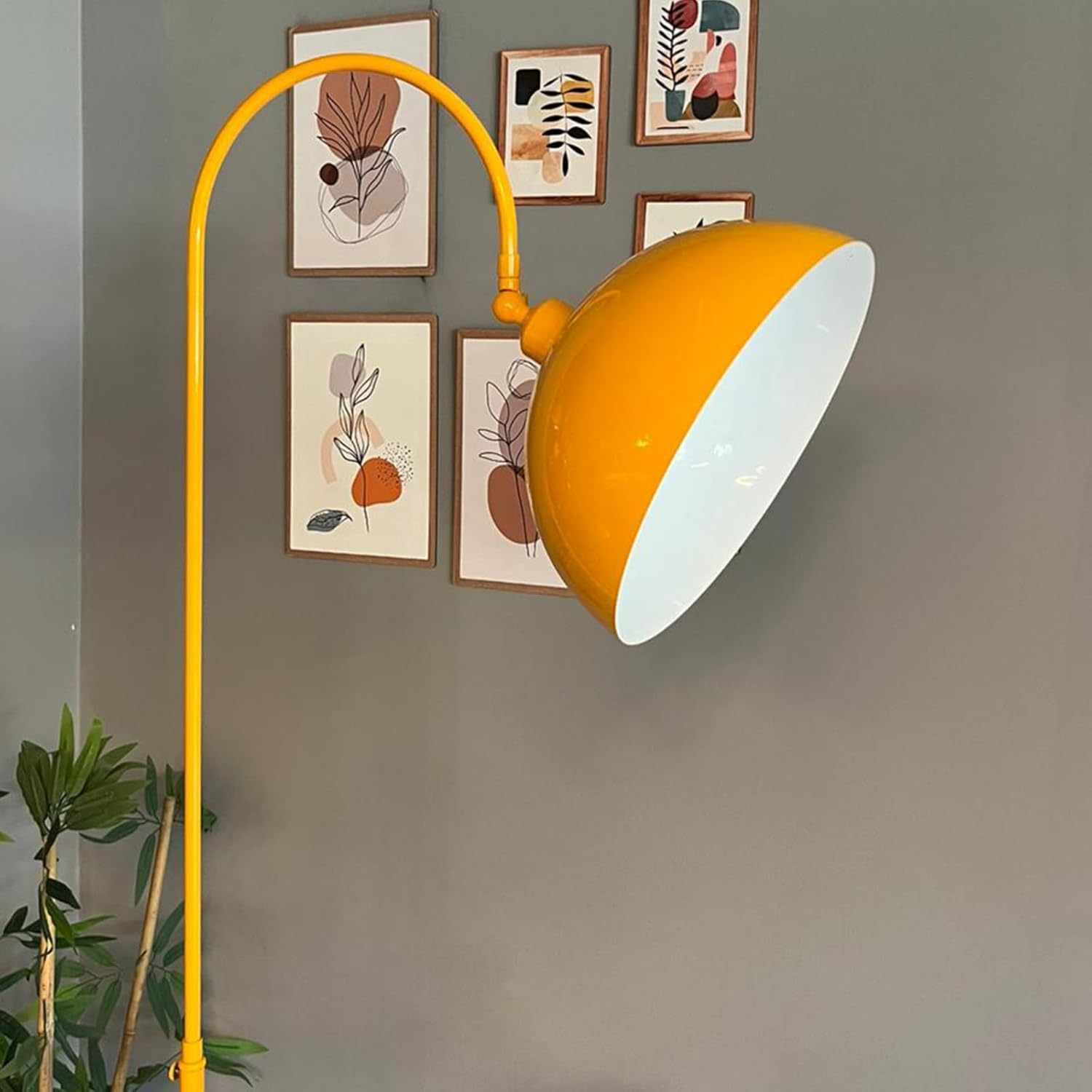 bamyum Gorkiede Metall, Moderne, Stehlampe Wohnzimmer, Schlafzimmer, Kinderzimmer mit E27 Fassung, 30 cm Breit, verstellbarer Lampenschirm, Stehleuchte mit Ablage, Gelb
