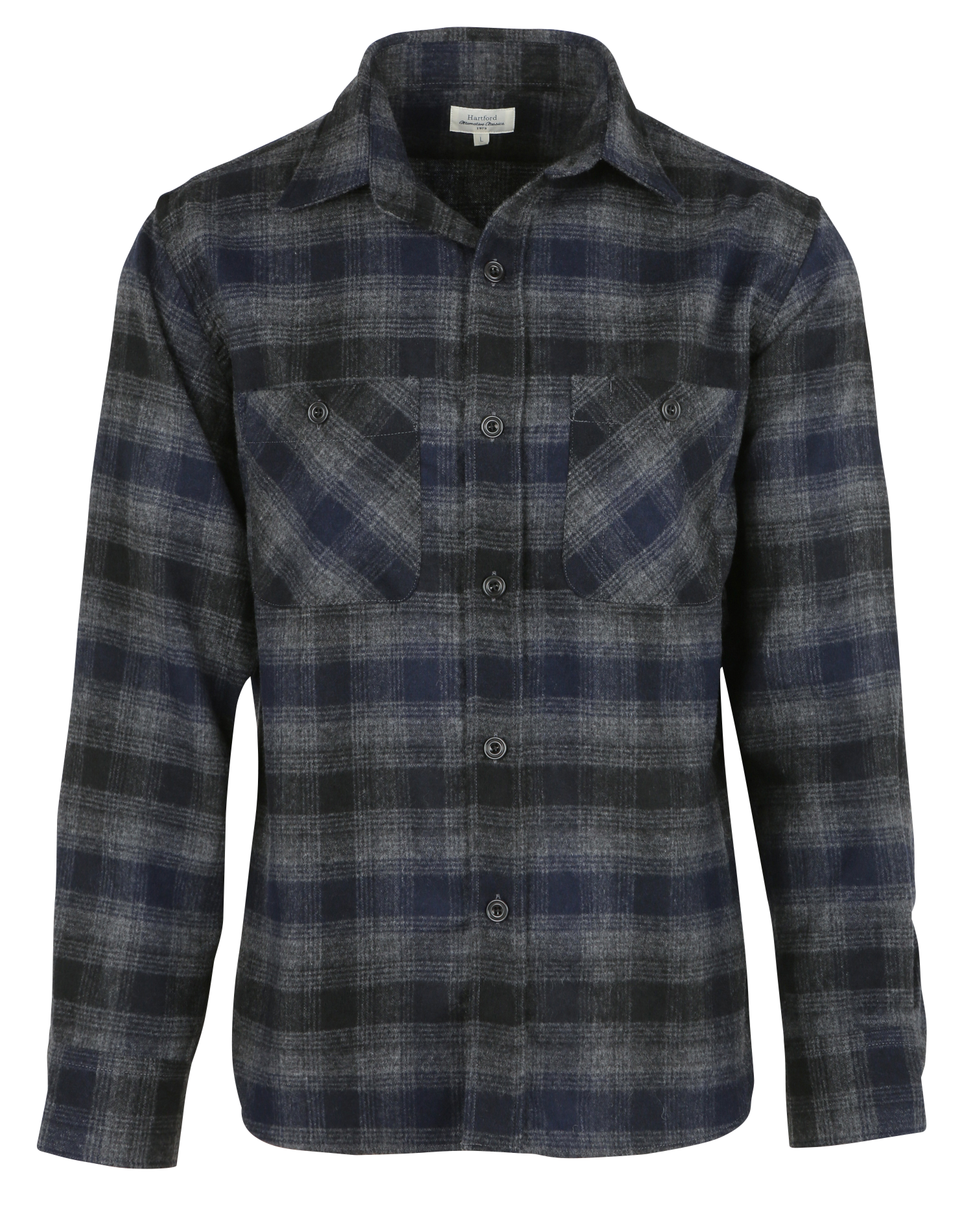 PERCEY - Chemise regular à carreaux en laine mélangée | Bleu