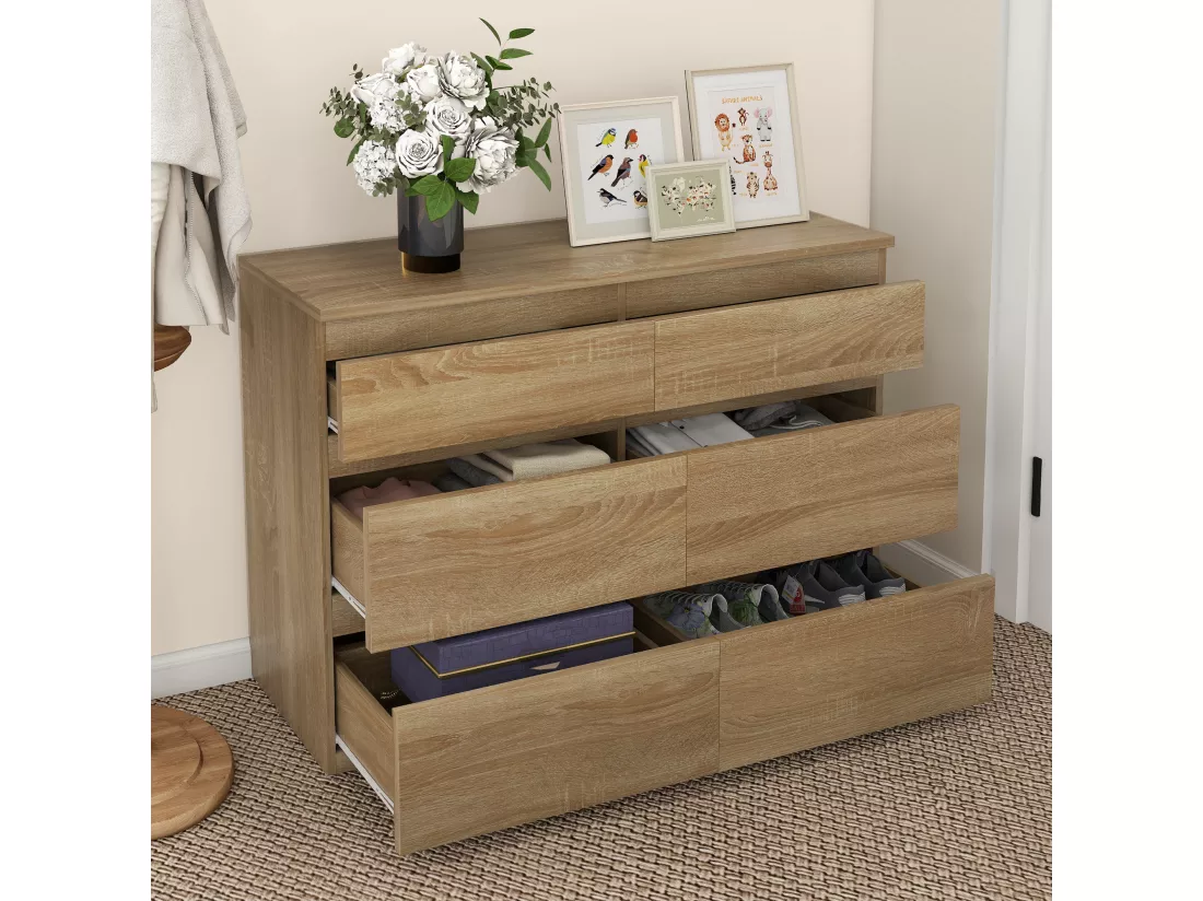 YITAHOME Commode avec 6 Tiroirs, Armoire à Tiroirs, Meuble Rangement, pour Le Salon, la Chambre et Le Bureau, (Sonoma)
