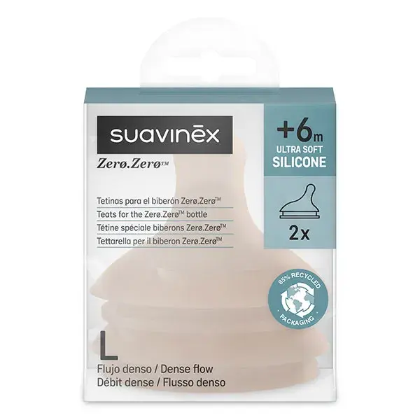 Suavinex, Zerø.Zerø, 2 bicos anticólicas para mamadeira, fluxo rápido/médio G