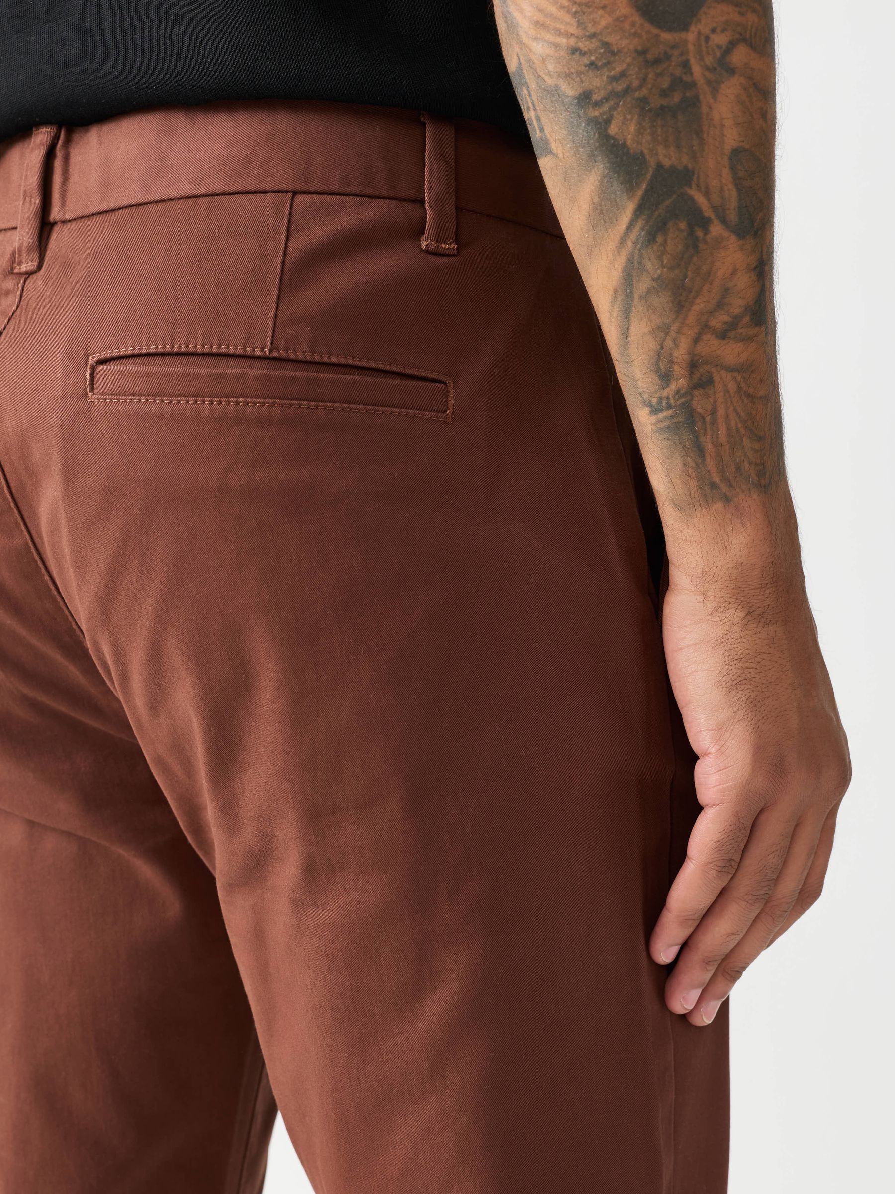 Roestbruin - Slim Fit - Stretchy chino