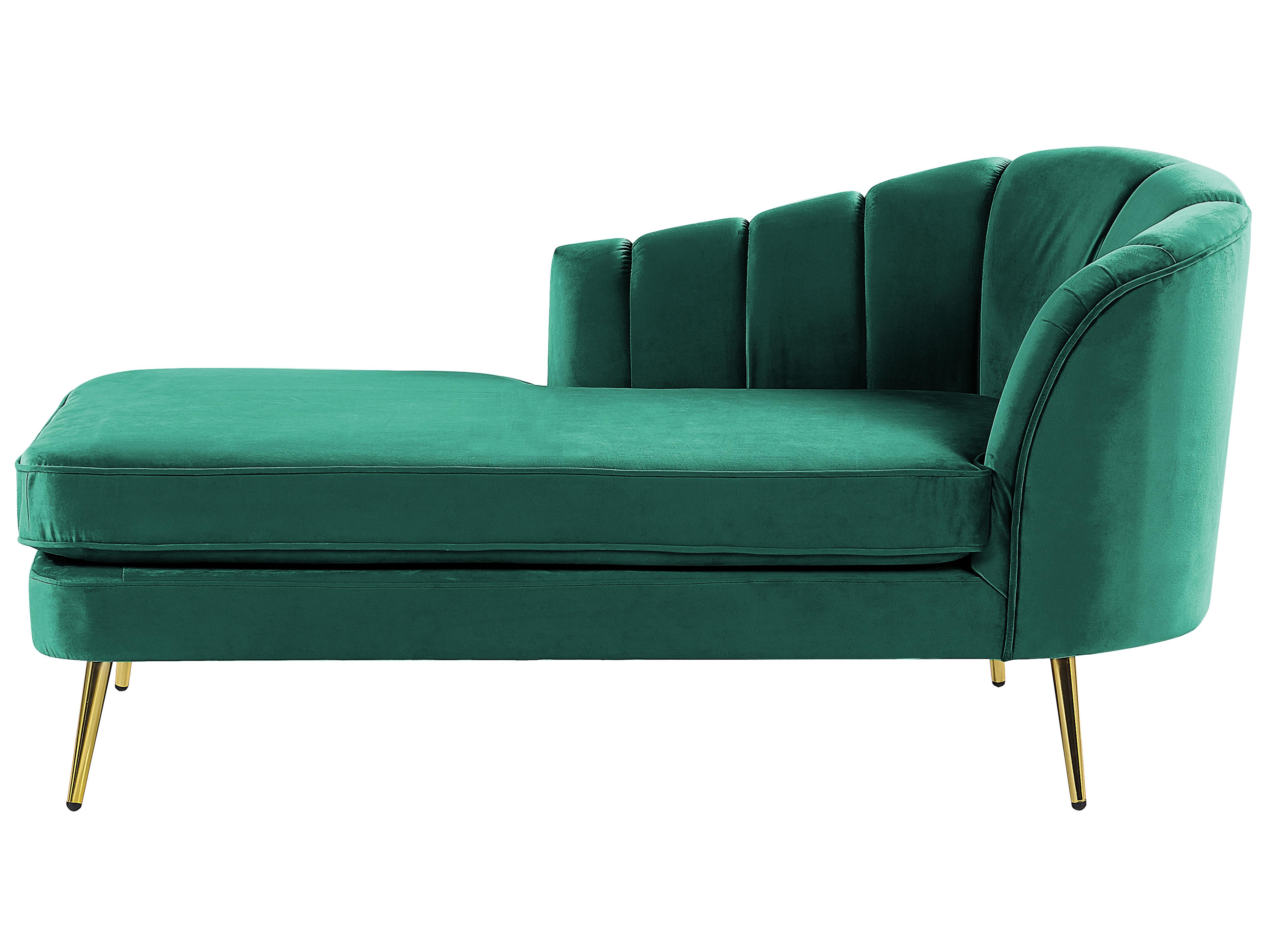 Rechtszijdige chaise longue ALLIER Fluweel Smaragdgroen