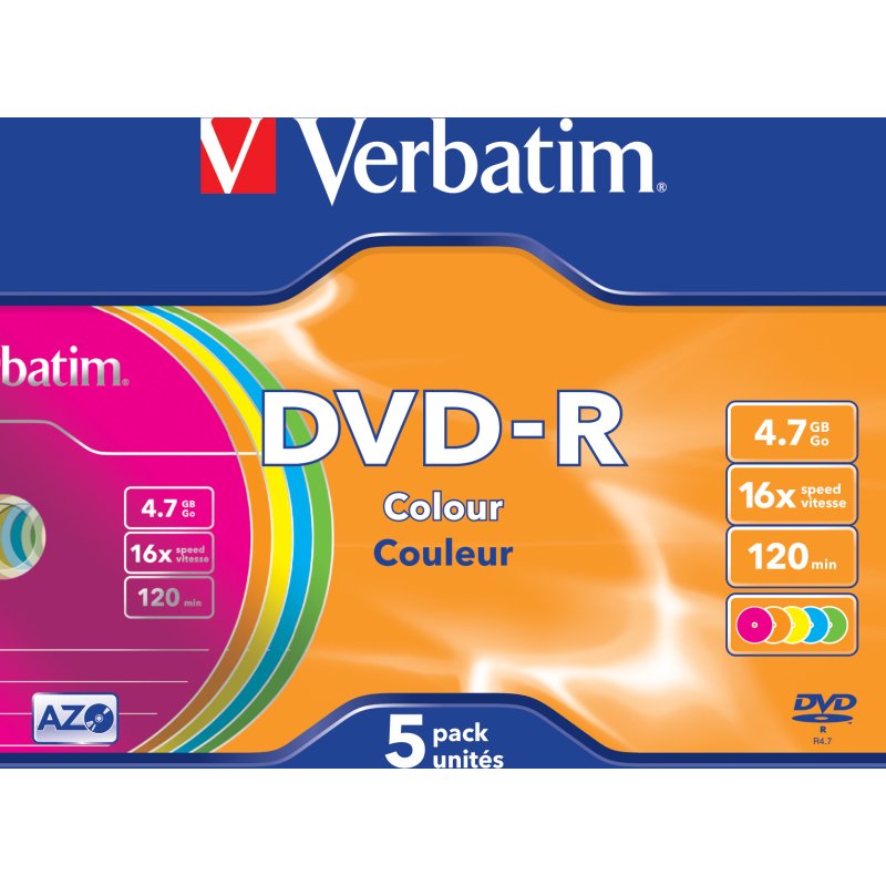 Verbatim DVD-R Colour 4,7 Go 5 pièce(s)