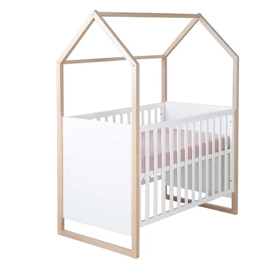 Cabane Lit Bébé   Blanc / Bois        60 x 120 cm   de               Roba