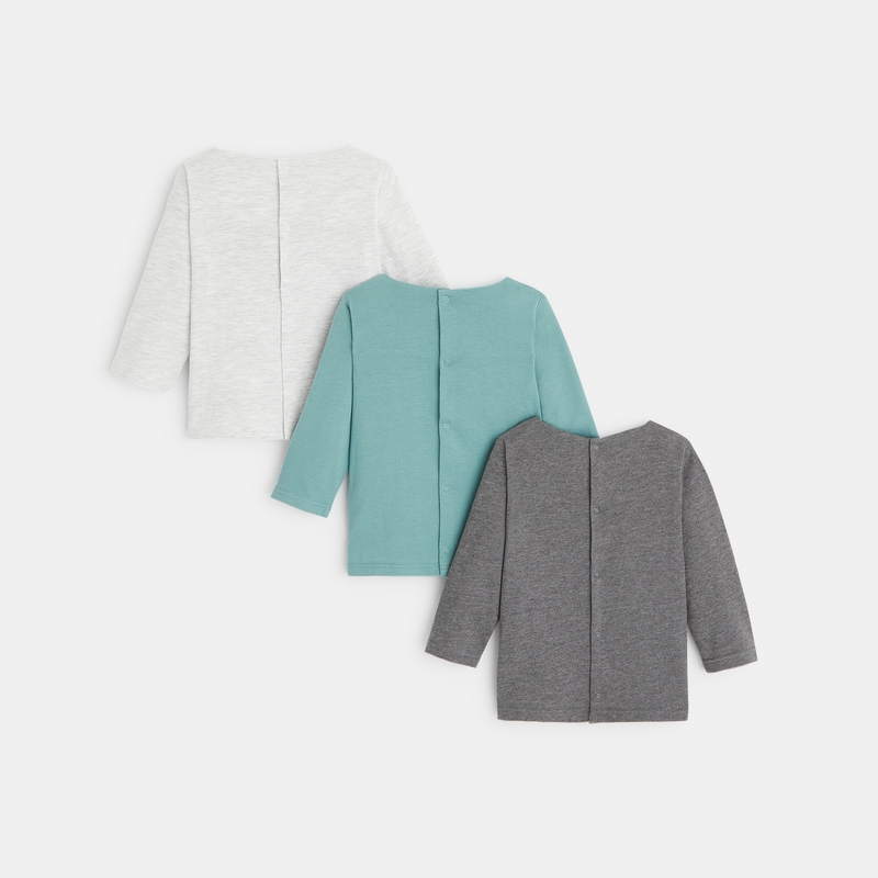 T-shirt maille uni (lot de 3) gris bébé garçon