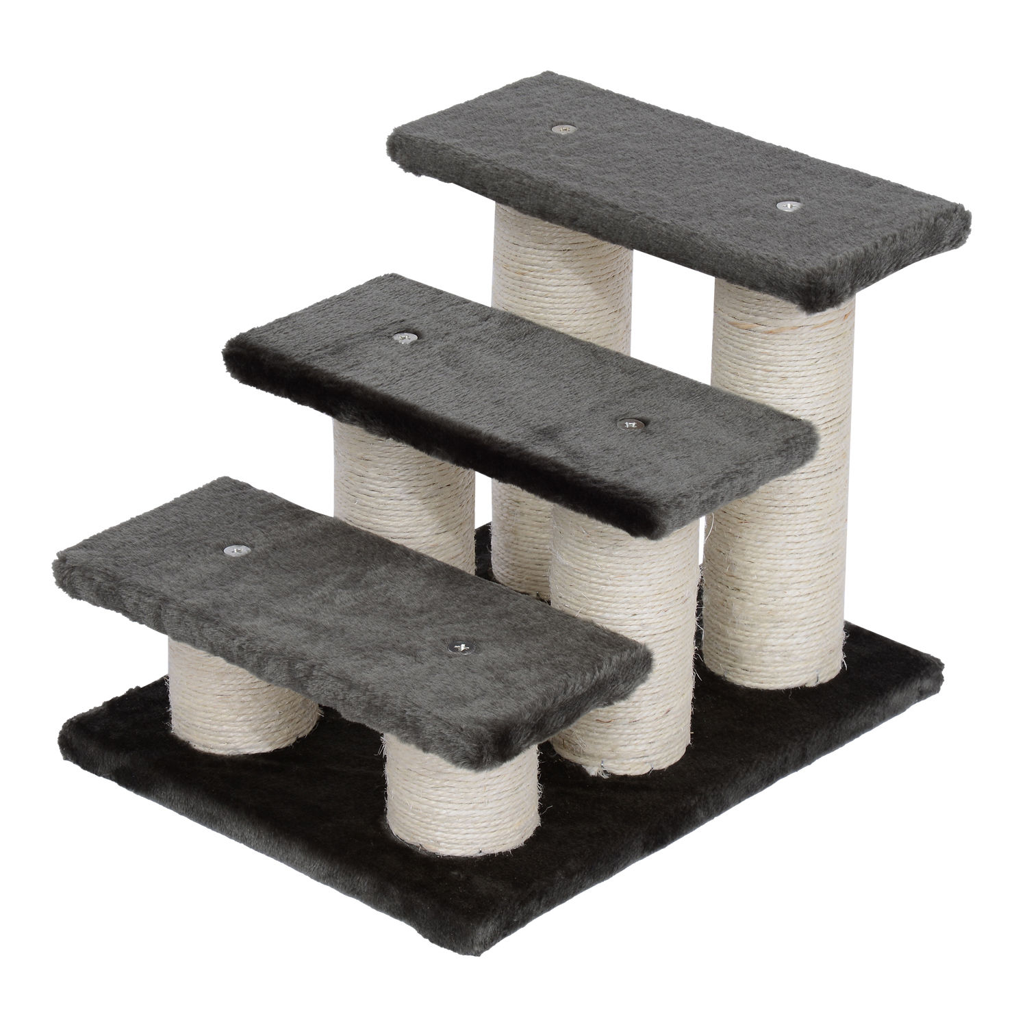 PawHut Katzentreppe mit 3 Stufen grau 45 x 35 x 34 cm (LxBxH)