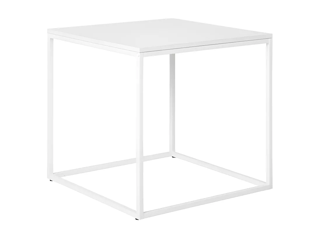 Vita - Bout de canapé en bois et métal blanc - Blanc