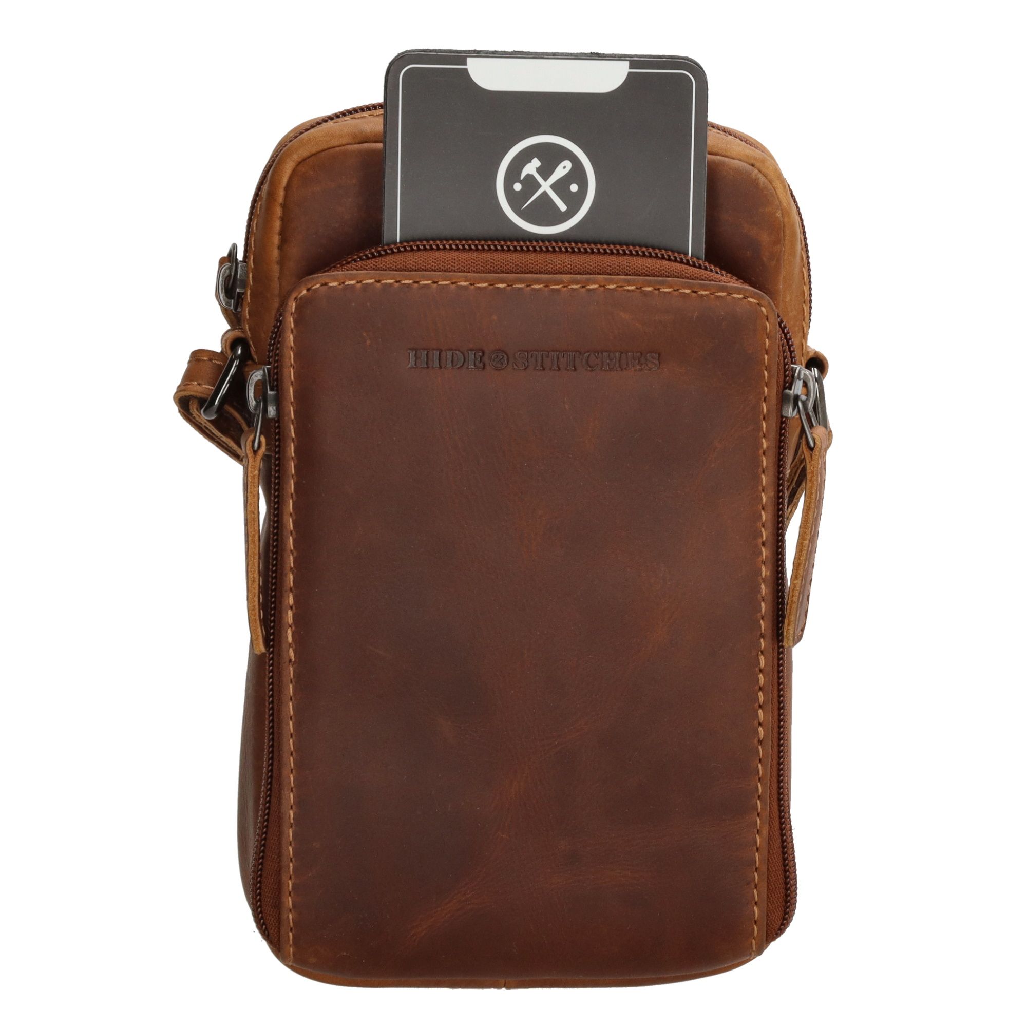 Hide & Stitches Japura Telefoontasje Cognac