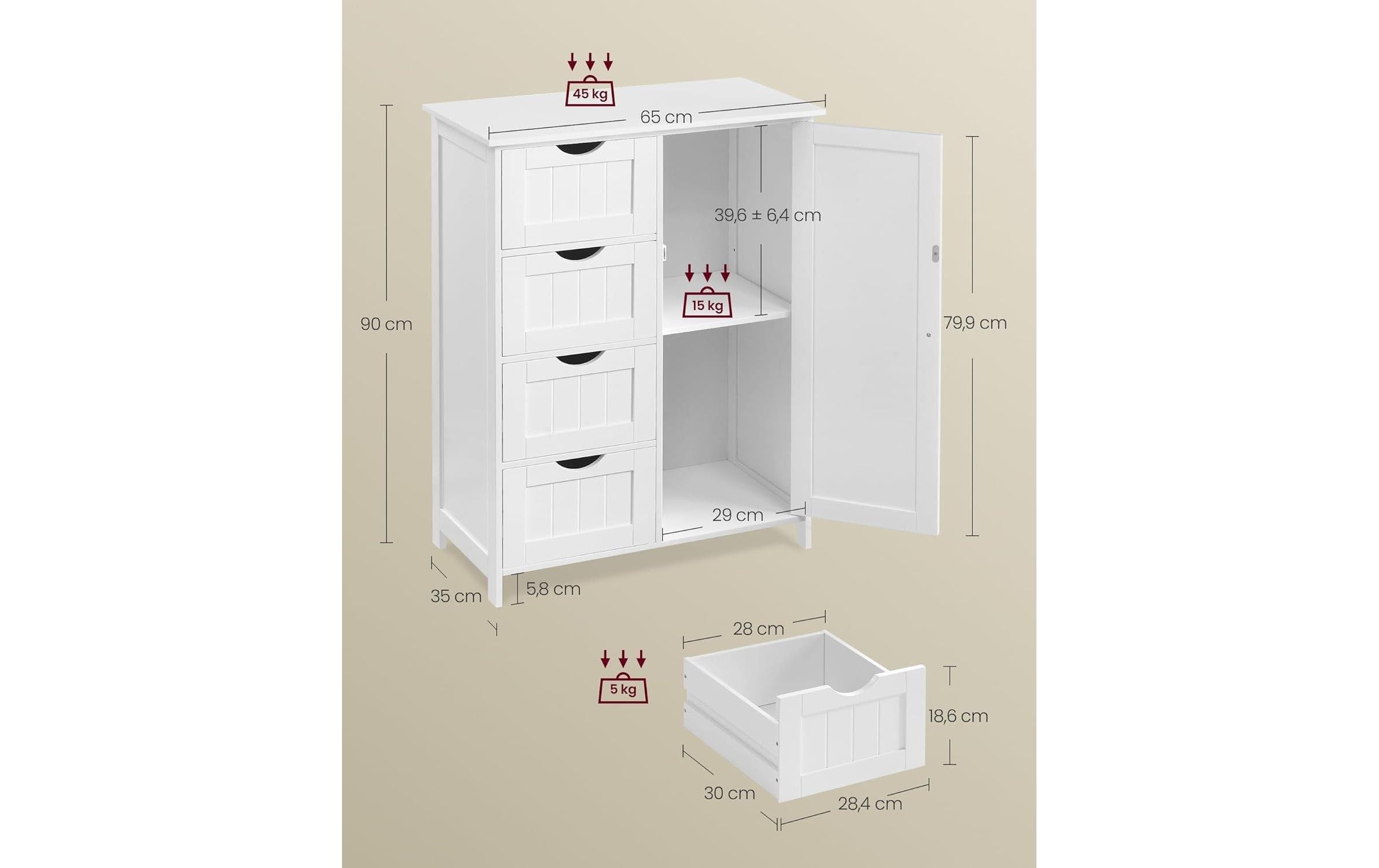 VASAGLE Mehrzweckschrank »Badezimmerschrank«