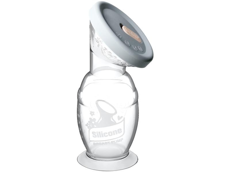 Haakaa Milchpumpe mit Saugfuss 150 ml   Silikondeckel Manue Transparente Silikon-Milchpumpe mit Deckel