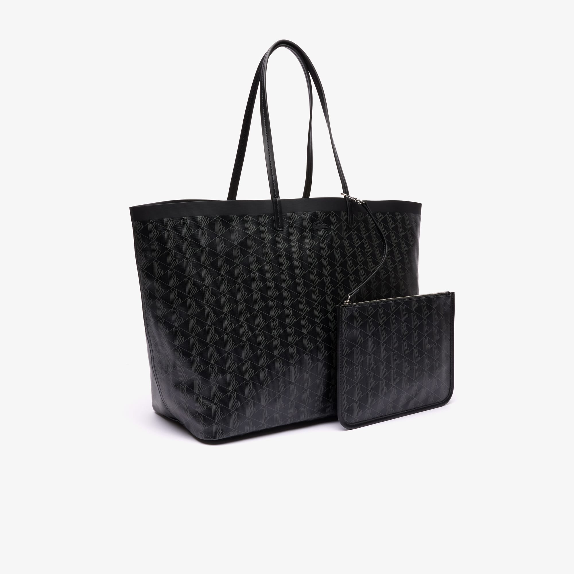 Grand sac cabas Zely monogramme en toile enduite Sacs à main & Cabas - Noir - Lacoste - Femme