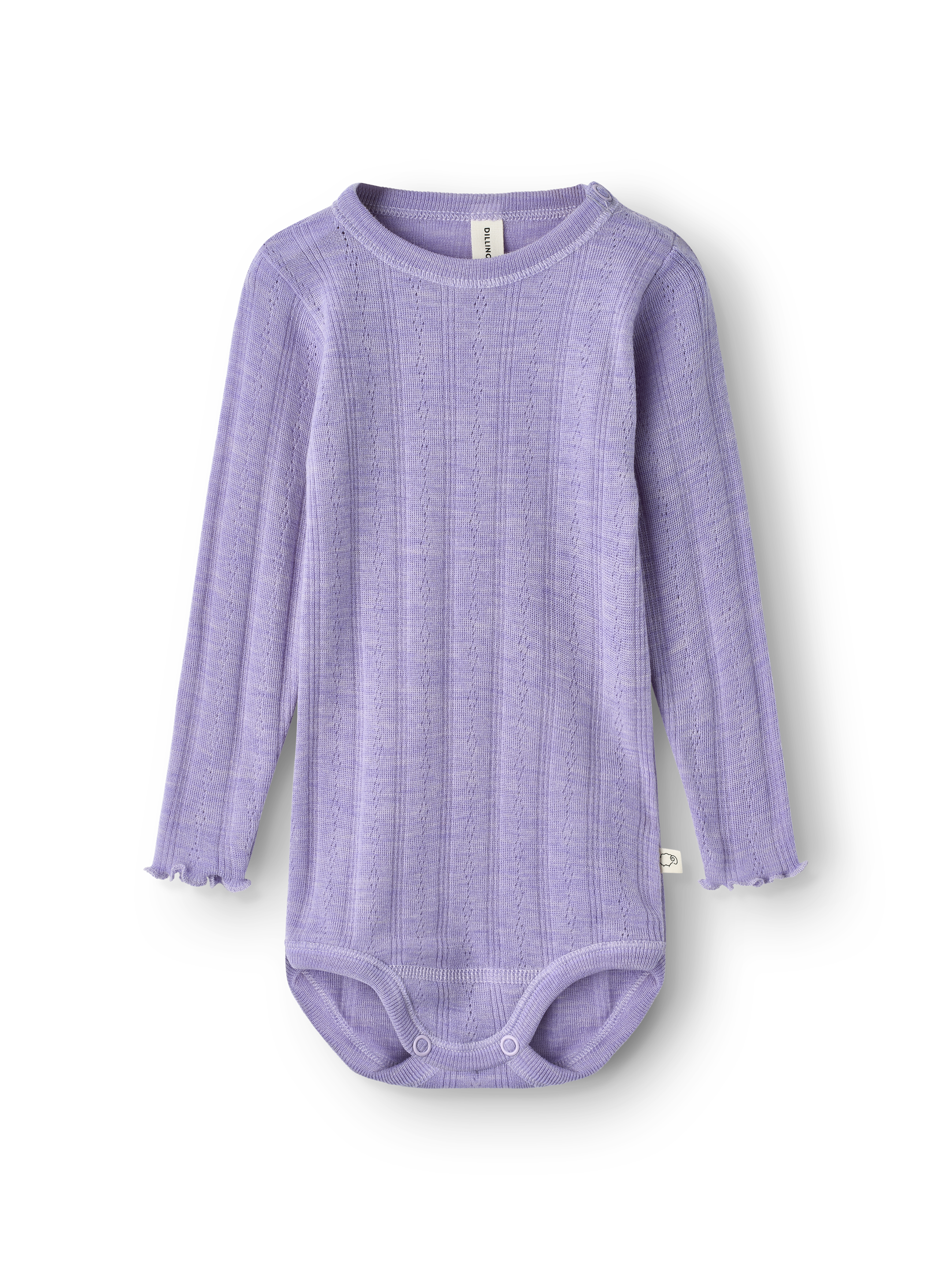 Pointelle romper met lange mouw van merinowol voor baby’s