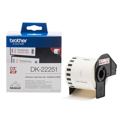 Brother DK-22251 - Ruban d'étiquettes auto-adhésives - 1 rouleau (62 mm x 15 m) - fond blanc écriture noire ou rouge