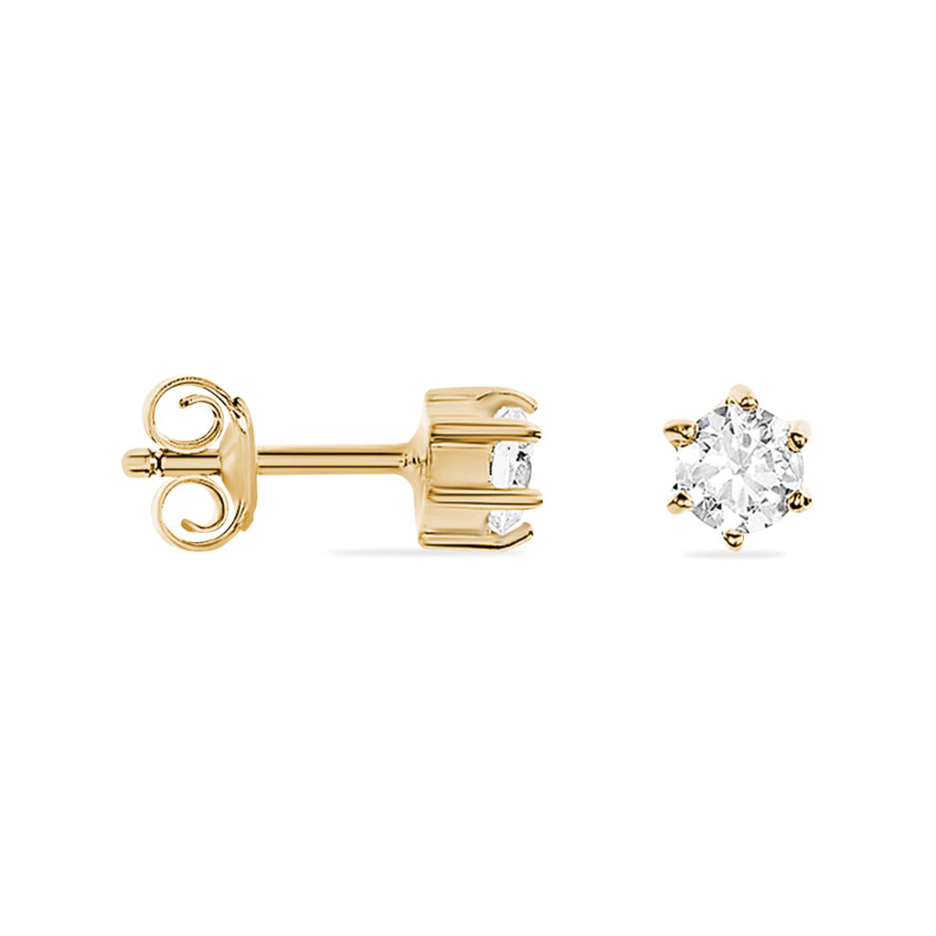 Boucles D'oreilles Puces Yléna Plaqué Or Jaune Oxyde De Zirconium