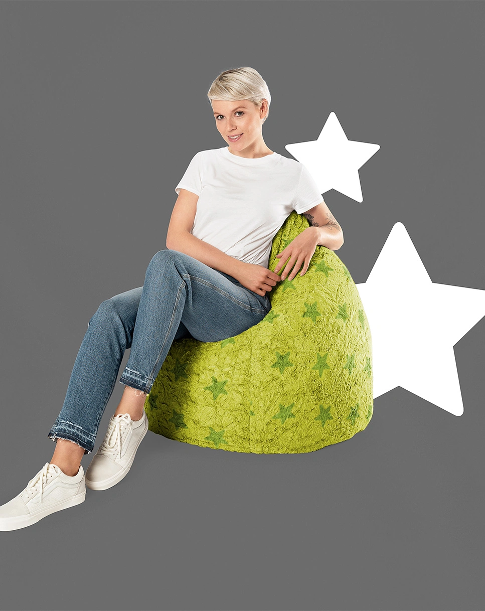 BeanBag FLUFFY STARS XL, 70 x 110 (Farbe: grün)