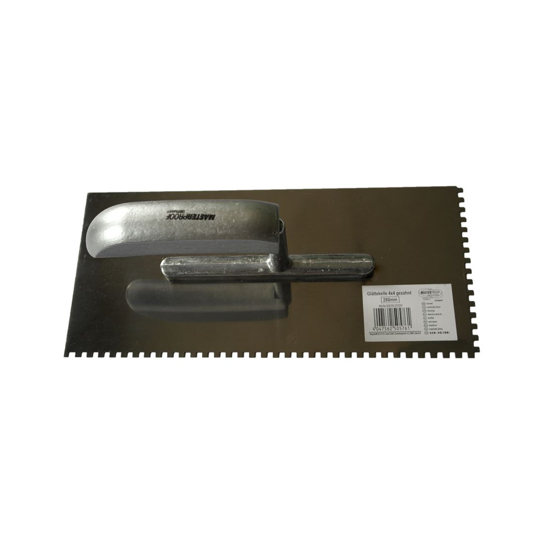 Masterproof Glättekelle 4x4 gezahnt 280mm rostfrei