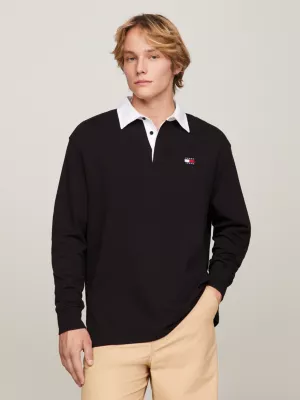 Camisa de rugby oversized com emblema Terry