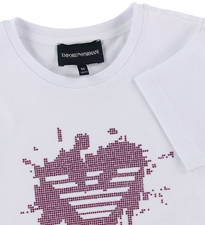 Emporio Armani T-Shirt - Weiß m. Pink/Strassstein